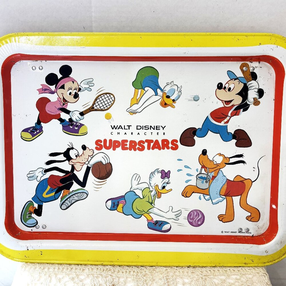 Vintage Walt Disney Characters Superstars Metal TV Dinner Folding Tray